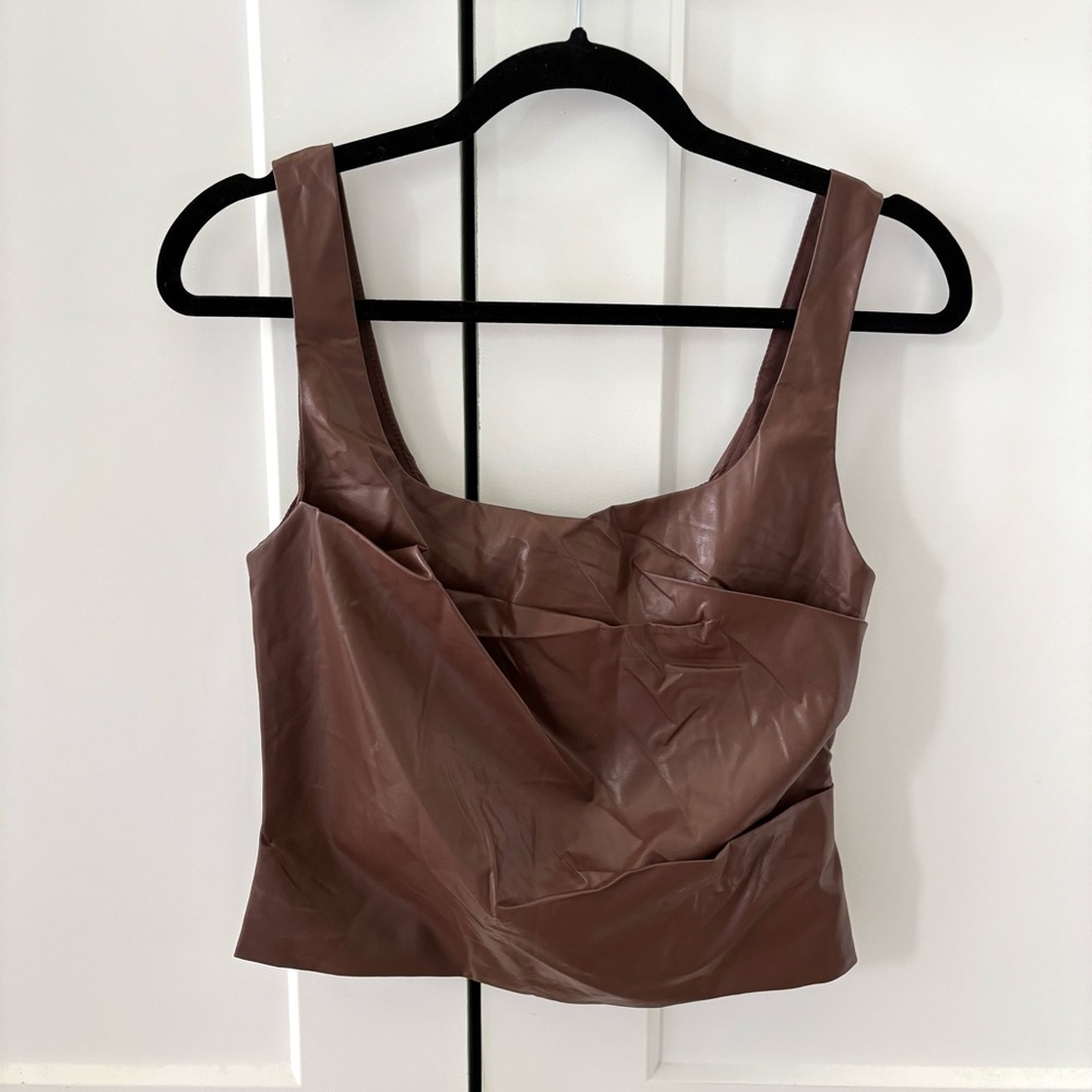 NWT Anthropologie NIA Brown Faux Leather Tank